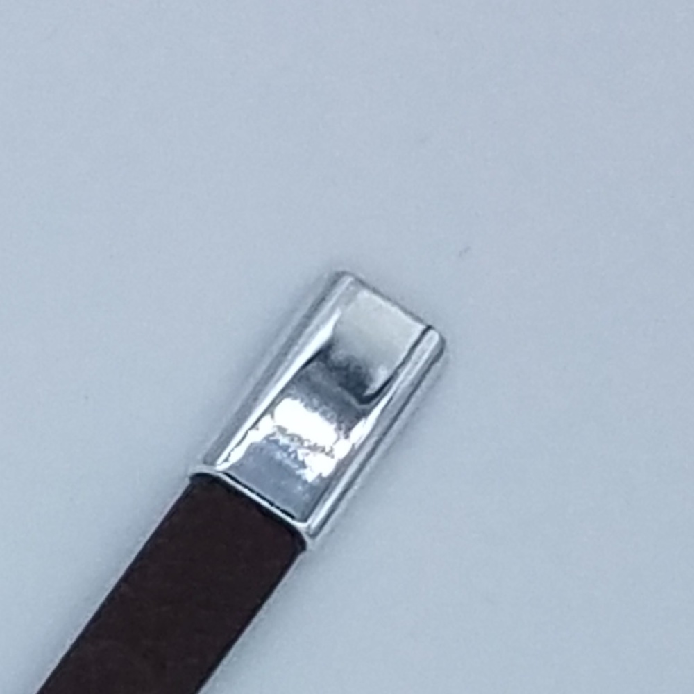 Leather Geometric Bracelet Bangle Clasp Brown - Picture 4 of 8